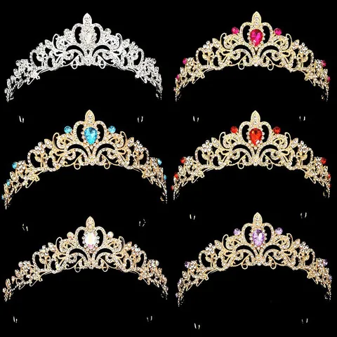 Bridal Alloy Rhinestone Crown Tiara Hair Comb For Wedding Princess Party Luxurious Headpiece Jewelry Accessory For Women