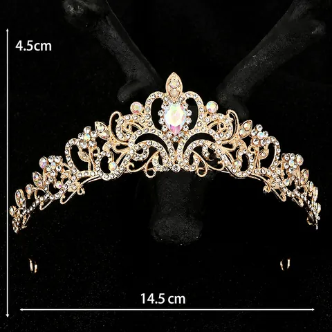 Bridal Alloy Rhinestone Crown Tiara Hair Comb For Wedding Princess Party Luxurious Headpiece Jewelry Accessory For Women