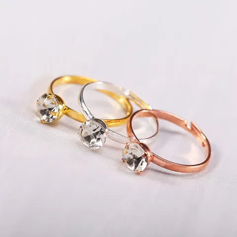 Elegant Alloy Zirconia Adjustable Open Ring Women Bridal Wedding Jewelry Rhinestone Gold Silver Plated Finger Ring