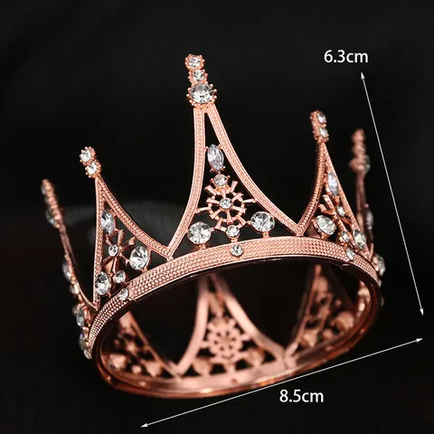 Barock Legierung Strass Krone Tiara Vintage Gold Silber Roségold Kuchendeckel Geburtstag Hochzeit Party Haarschmuck