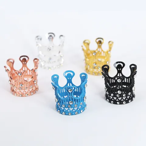 Mini Alloy Crown Cake Topper With Rhinestones Vintage Hollow Heart Design Hair Accessory For Birthday Wedding Party Decoration