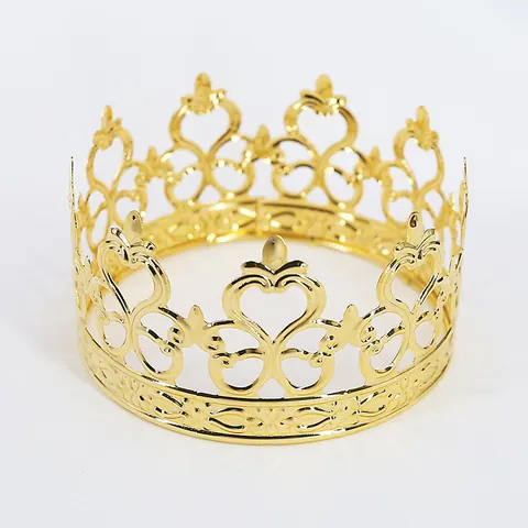 European Vintage Hollow Heart Metal Crown Cake Topper Tiara Birthday Wedding Party Decoration Hair Accessory Gold Silver Rose Gold