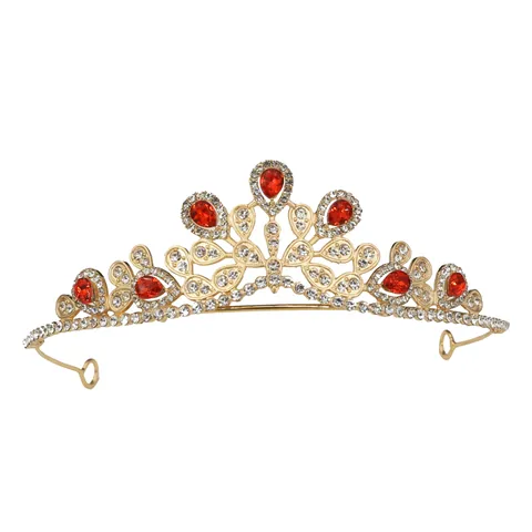 Luxury Alloy Rhinestone Bridal Crown Tiara For Wedding Party Princess Gold Silver Teardrop Gemstone Hair Accessory