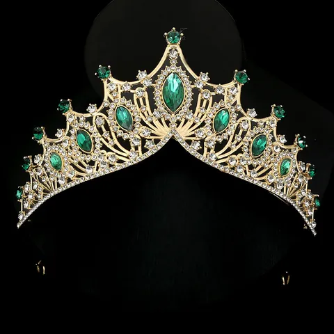 Kids Princess Crystal Crown Tiara Baroque Alloy Rhinestone Gold Headband For Wedding Birthday Party Girls Hair Accessories
