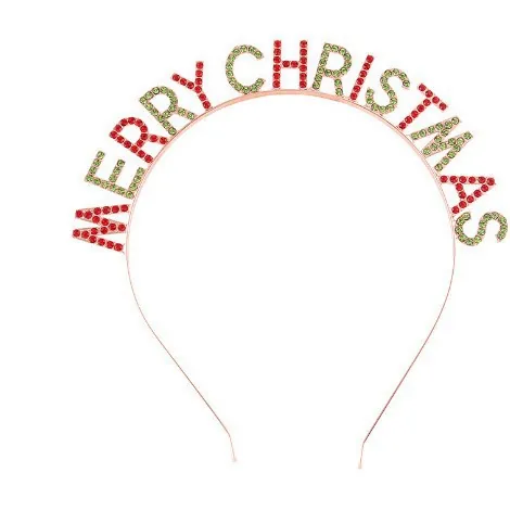 Fröhliche Weihnachten Strass Krone Haarband Legierung Festliche Buchstaben Haarschmuck Dekorative Party Zubehör Für Damen Mädchen