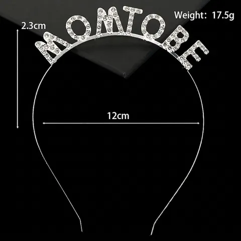 Rhinestone Mom To Be Lettering Headband Alloy Metal Hair Hoop For Baby Shower Party Pregnancy Celebration Accessories