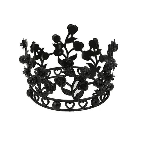 Tiara de Corona Gótica Negra Vintage de Aleación Barroca Hueca Para Decoración de Pasteles de Cumpleaños Fiesta Mujer Niños Accesorio para el Cabello