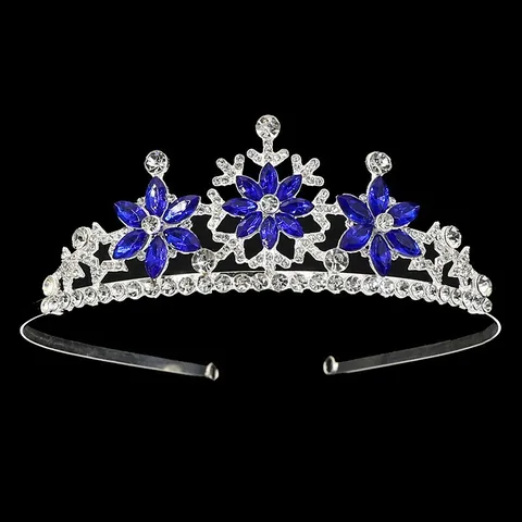 Corona De Tiara De Cristal De Copo De Nieve Para Niñas Diadema De Princesa De Diamantes De Imitación De Aleación De Plata Para Joyería De Navidad De Boda