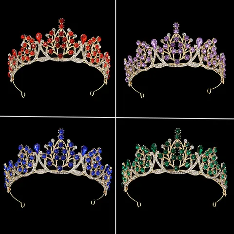 Barock Vintage Legierung Strass Krone Für Braut Hochzeit Party Kopfschmuck Gold Silber Kristall Tiara Haarschmuck