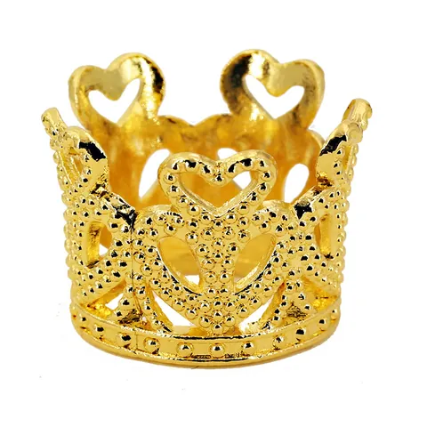 Mini Alloy Heart Crown Birthday Cake Topper Decorative Heart Hollow Beaded Texture Headwear Hair Accessories For Children Party