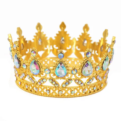 Vintage Alloy Rhinestone Crown For Cake Decoration Children Birthday Party Wedding Tiara Hair Accessory Ornament For Women Girls