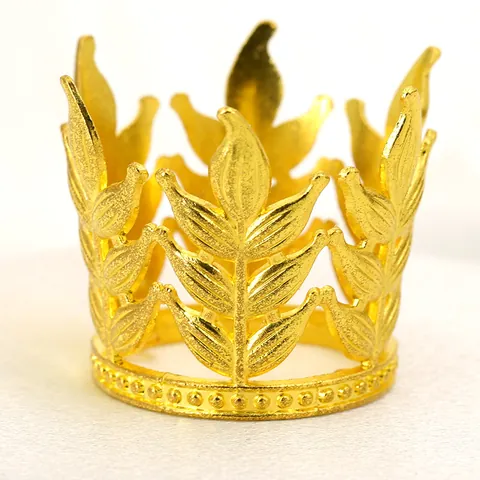 Mini Alloy Crown Leaf Design Cake Topper Birthday Baking Decoration Children Performance Hair Accessory Elegant Gold Silver Headpiece