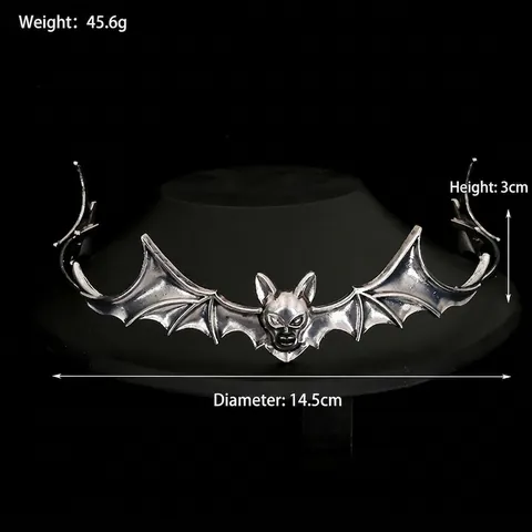 Cerchietto Gotico Vintage Argento Ali Di Pipistrello Corona Vampiro Per Halloween Party Cosplay Donna Accessori Capelli Lega