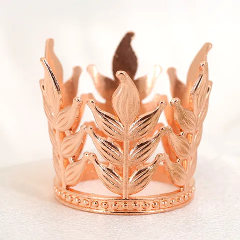 Mini Alloy Crown Leaf Design Cake Topper Birthday Baking Decoration Children Performance Hair Accessory Elegant Gold Silver Headpiece