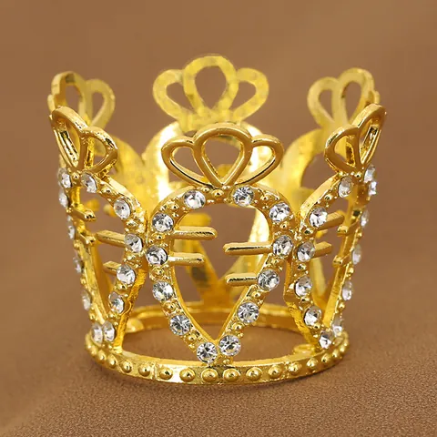 Mini Legering Strass Kroon Taarttopper Voor Haaraccessoires Hartvorm Goud Zilver Roségoud Bruiloft Verjaardag Decoratie