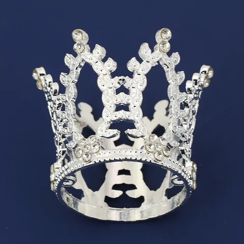 Mini Corona in Lega con Strass Decorazione per Torta di Compleanno Matrimonio Festa Accessori per Capelli Bambini Tiara Incavata Vintage