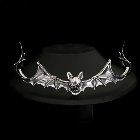 Cerchietto Gotico Vintage Argento Ali Di Pipistrello Corona Vampiro Per Halloween Party Cosplay Donna Accessori Capelli Lega