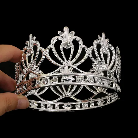 Vintage Alloy Rhinestone Crown Tiara Simple Heart Leaf Hollow Headpiece For Wedding Birthday Party Cake Topper Decoration
