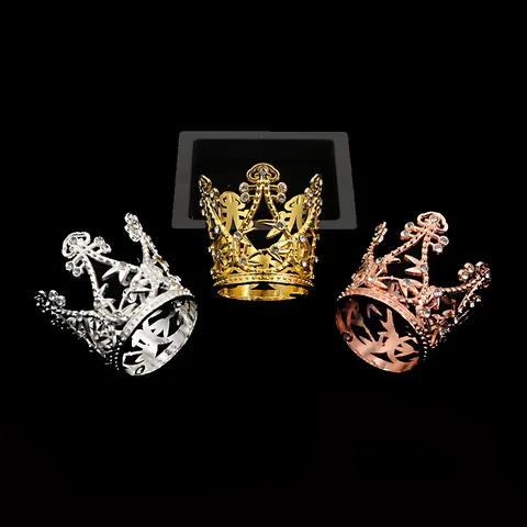 Mini Alloy Rhinestone Crown Cake Topper For Birthday Party Wedding Decoration Kids Hair Accessories Hollow Vintage Design