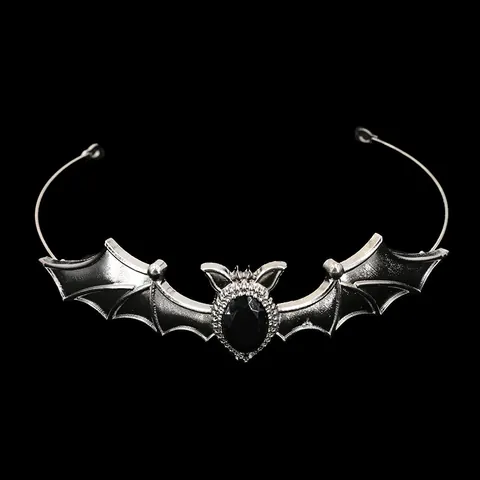 Gothic Bat Headband Alloy Rhinestone Bat Crown For Halloween Party Vintage Dark Bat Hair Accessory For Women Girls Hair Decoration
