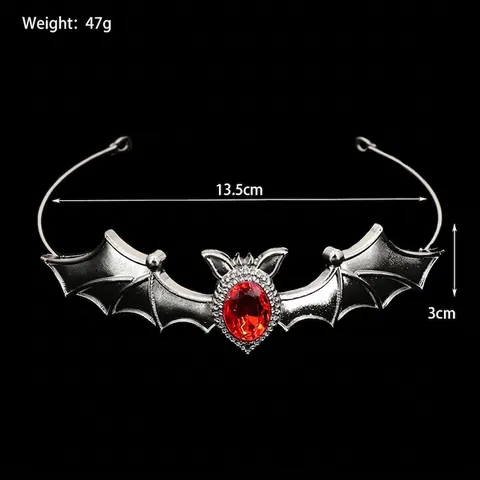 Gothic Bat Headband Alloy Rhinestone Bat Crown For Halloween Party Vintage Dark Bat Hair Accessory For Women Girls Hair Decoration