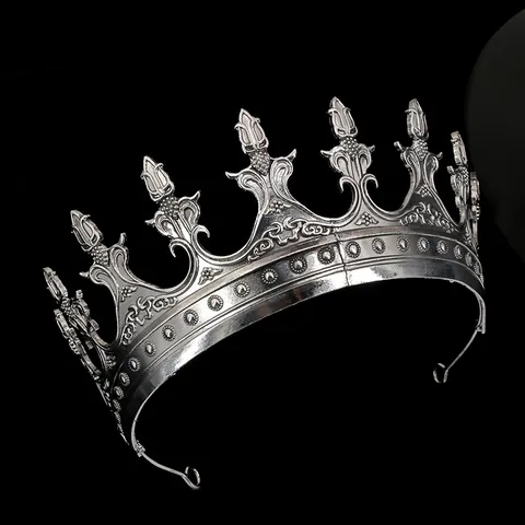 Copricapo a Corona in Lega Stile Palazzo Vintage per Uomo Donna Barocco Retro Oro Argento Antico Tiara per Matrimonio Festa Performance