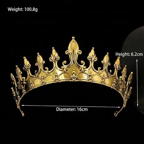 Vintage Alloy Fleur-De-Lis Crown Tiara For Men Women Wedding Bridal Headwear Baroque Performance Party Hair Decoration