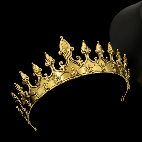 Vintage Alloy Fleur-De-Lis Crown Tiara For Men Women Wedding Bridal Headwear Baroque Performance Party Hair Decoration