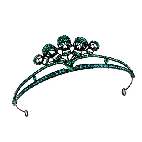 Gothic Skull Crown Alloy Rhinestone Halloween Headband Queen Witch Party Skeleton Dark Style Headpiece Cosplay Accessories