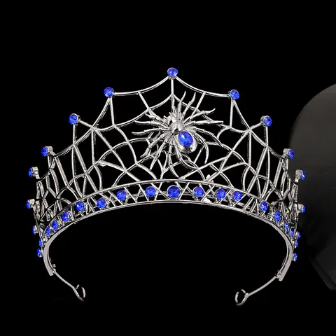 Barok Spinnenweb Legering Kroon Tiara Gotisch Halloween Strass Spin Haaraccessoire Vrouwen Feest Kostuum Sieraden