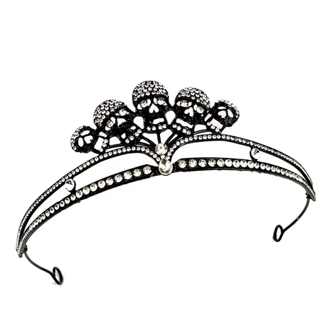 Gothic Skull Crown Alloy Rhinestone Halloween Headband Queen Witch Party Skeleton Dark Style Headpiece Cosplay Accessories