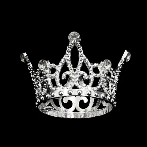 Mini Legering Strass Kroon Taarttopper Voor Feest Bruiloft Decoratie Vintage Hol Metalen Kroon Auto Ornament Goud Zilver Roségold