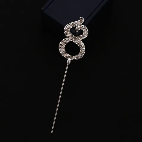 Sparkling Alloy Rhinestone Cake Topper Birthday Party Decoration Wedding Anniversary Love Happy Birthday Alphabet Number Topper