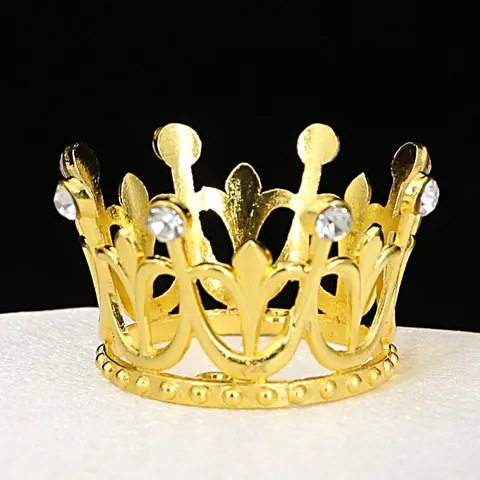 Mini Alloy Rhinestone Crown Cake Topper For Birthday Party Wedding Decoration Vintage Hollow Hair Crown Ornament