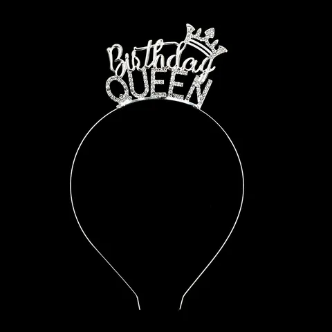 Strass Birthday Queen Buchstaben Haarreif Legierung Metall Krone Tiara Für Damen Geburtstagsfeier Party Haarschmuck