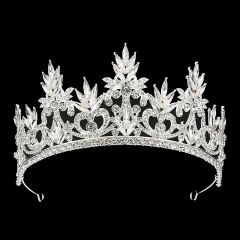 Tiara Couronne en Alliage Strass Baroque Vintage pour Femmes Mariage Anniversaire Fête Accessoires de Coiffure Princesse