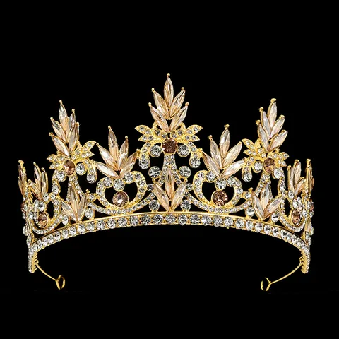 Tiara Couronne en Alliage Strass Baroque Vintage pour Femmes Mariage Anniversaire Fête Accessoires de Coiffure Princesse
