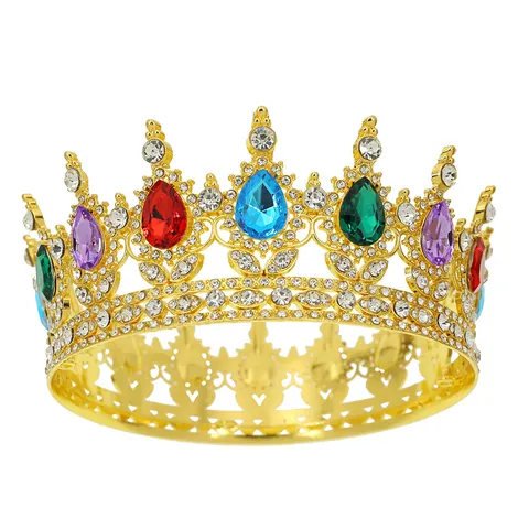 Corona da Regina in Lega Barocca con Strass per Donna Tiara Nuziale in Cristallo a Goccia per Matrimonio Compleanno