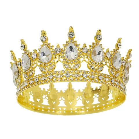 Corona da Regina in Lega Barocca con Strass per Donna Tiara Nuziale in Cristallo a Goccia per Matrimonio Compleanno