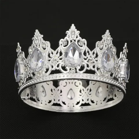 Tiara Corona Barocca Lussuosa in Lega con Strass per Ragazze Donne Matrimonio Compleanno Festa Spettacolo Accessori per Capelli in Cristallo
