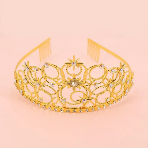 Lussuosa Diadema a Corona con Stelle in Lega e Strass Cerchietto per Capelli per Donna Ragazze Matrimonio Compleanno Spettacolo Festa