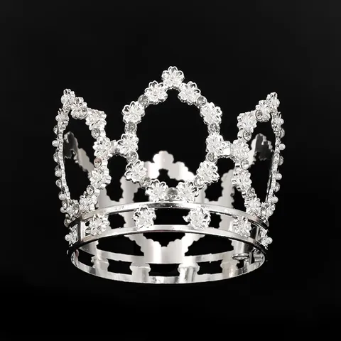 Exquisite Alloy Pearl Crown Tiara With Rhinestone For Birthday Party Wedding Cake Topper Decoration Vintage Floral Hair Jewelry For Women