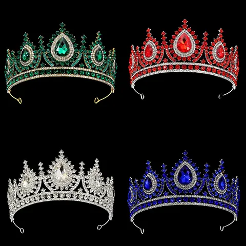 Baroque Vintage Rhinestone Crown For Women Bridal Wedding Hair Accessories Luxury Crystal Tiara For Birthday Banquet Party