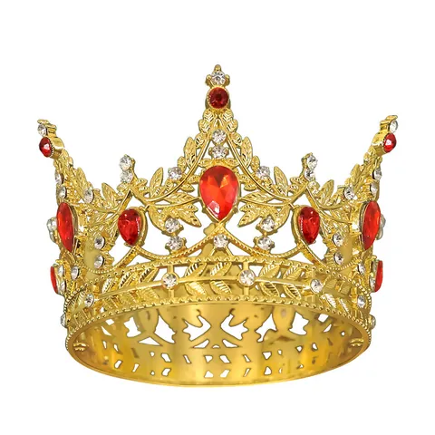 Vintage Baroque Kids Crown Tiara Alloy Rhinestone Faux Gemstone Headpiece For Birthday Wedding Party Performance