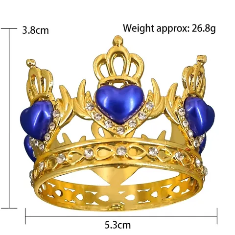 Lega Strass Cuore Corona Topper per Torta Mini Tiara da Principessa per Compleanno Festa Matrimonio Decorazione Torta Accessorio Capelli