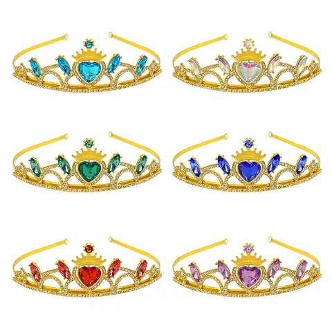 Tiara Corona de Corazón de Aleación de Diamantes de Imitación de Princesa Para Decoración de Boda Fiesta de Cumpleaños Joyería