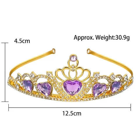 Tiara Corona con Strass a Forma di Cuore in Lega Cerchietto per Ragazze Compleanno Festa Oro Argento Gioielli per Capelli