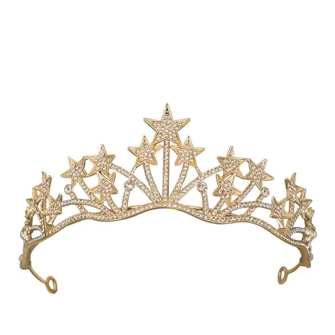 Diadema Corona a Stella in Lega e Strass per Donne Ragazze Festa di Compleanno Matrimonio Accessori per Capelli Elegante Copricapo