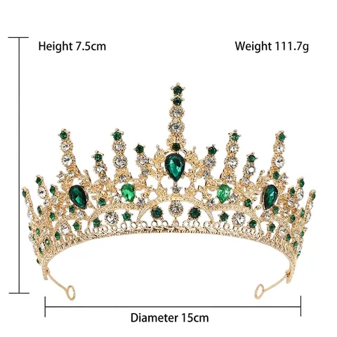 Barock Legierung Strass Hochzeit Krone Für Damen Vintage Gold Tiara Wassertropfen Kristalle Geburtstag Party Braut Haarschmuck