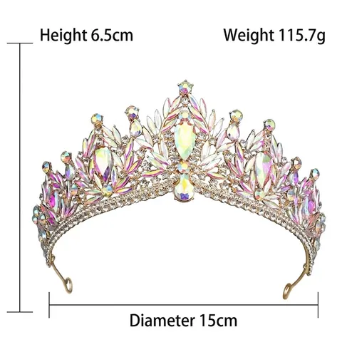 Barock Luxus Strass Krone Tiara Legierung Hochzeit Braut Geburtstag Prinzessin Kopfschmuck Haarschmuck Vintage Damen Schmuck
